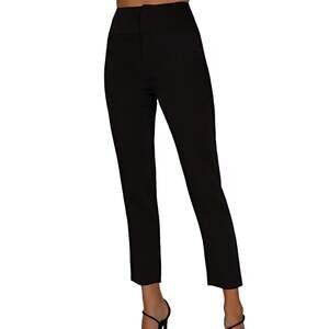 Meshki Indie High Waist Trouser Pants Cropped Lined Straight Career Black Large